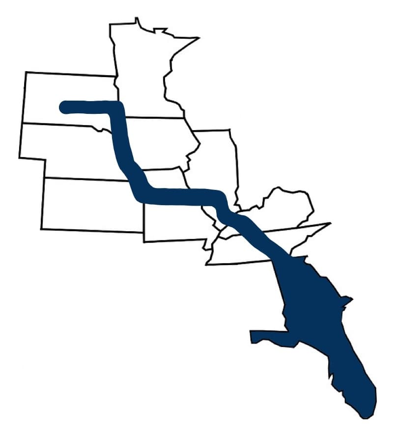 Delivery Route Map showing our delivery coverage area
